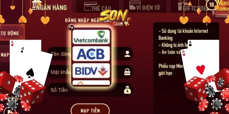 Nạp tiền nhanh chóng qua ngân hàng